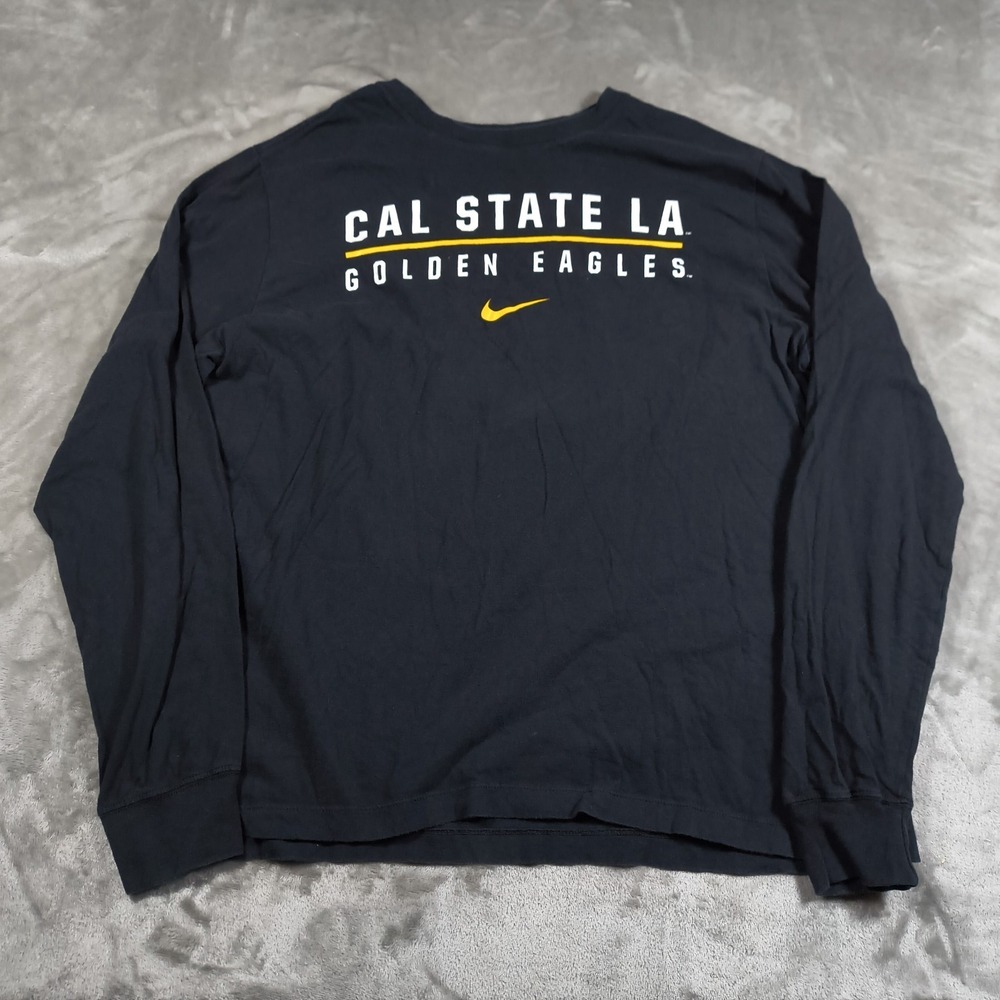 Cal State LA Shirt Mens Large Black Nike Long Sleeve Golden Eagles Center Swoosh